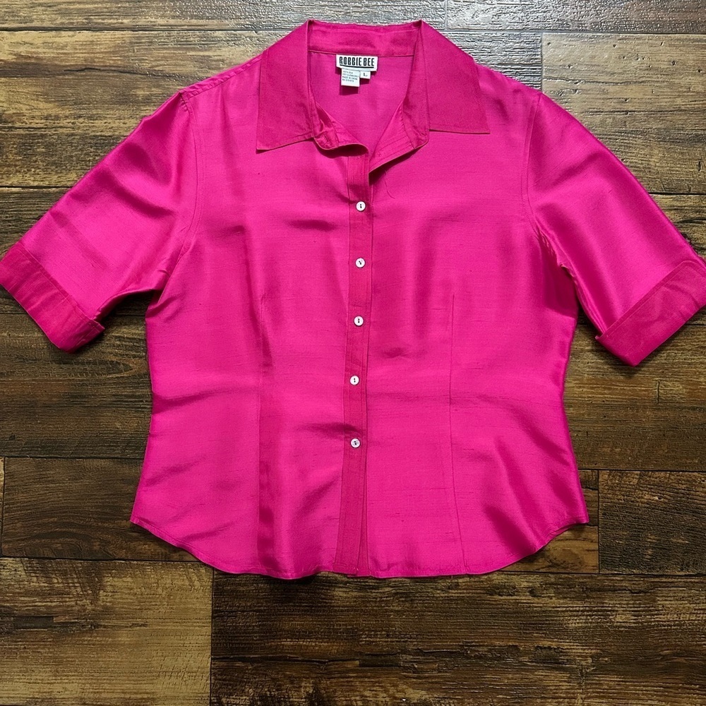 Robbie Bee 100% silk shirt, women's size Large Vintage GUC